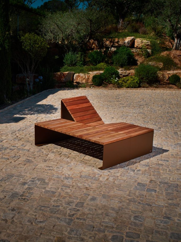 banc urbain en acier et bois durable 